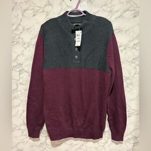 INC International Concepts Men's Sweater - Dark Gray and Burgundy Size L